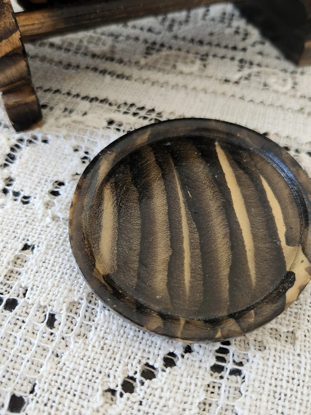 Hand-Carved Wooden Swan Napkin Holder in Striped Brown & Black